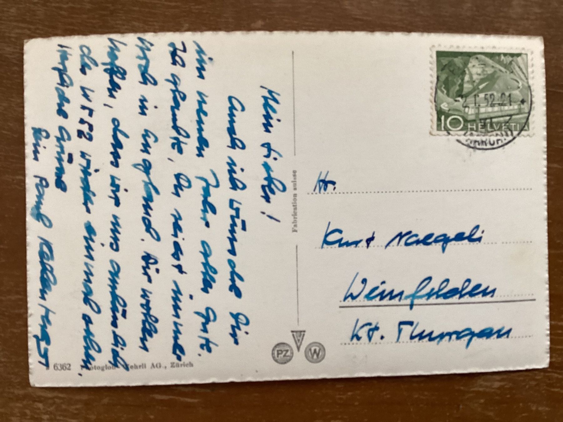 Cartoline postali: AK Brugg 1952 – Usato da Zürich venduto da tol_b7c7 1