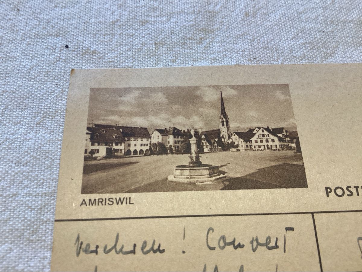 Cartoline postali: Entier image et oblitération  Amriswil 1948 – Usato da Luc (Ayent) venduto da Rebouille 1