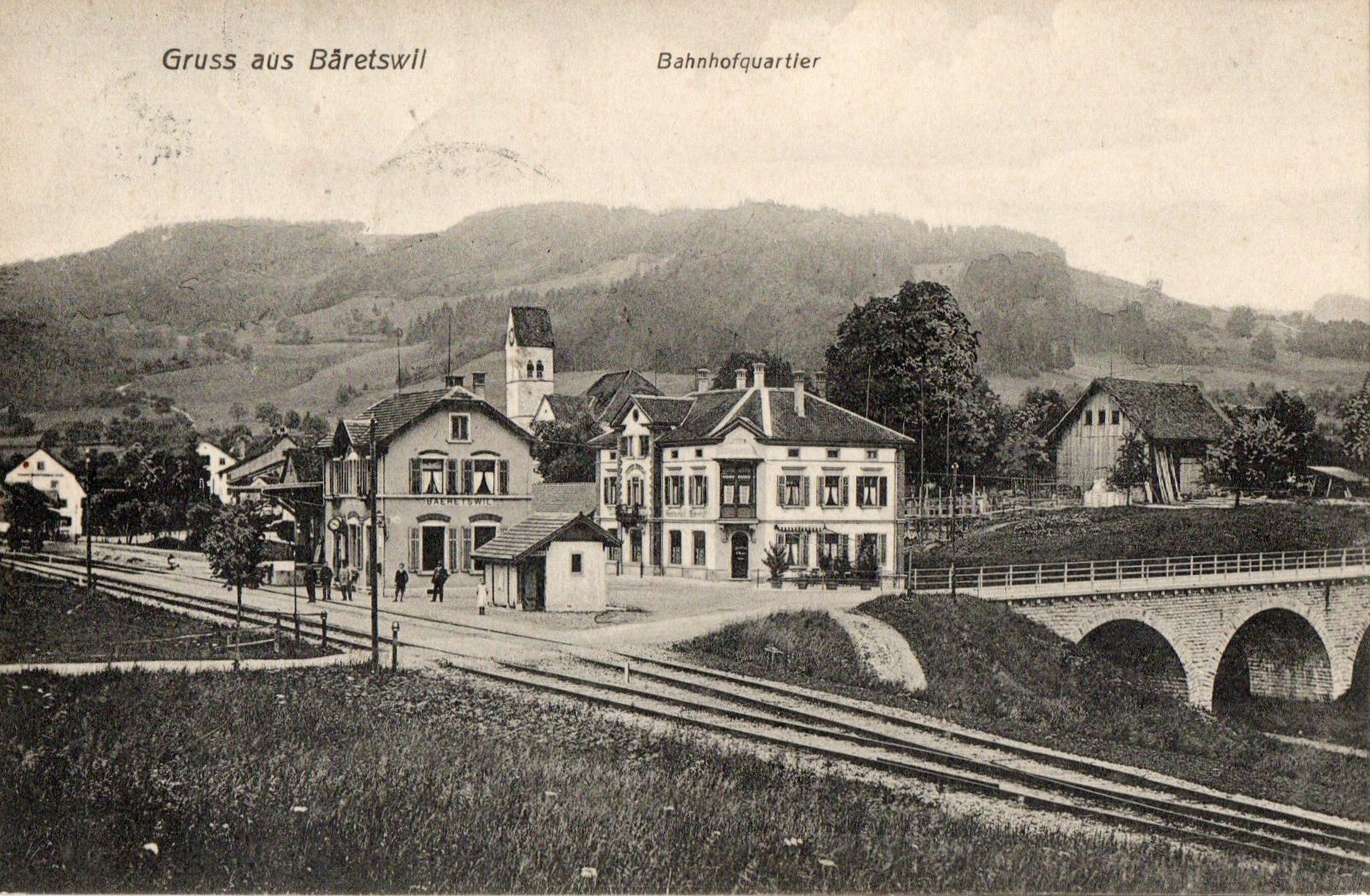 Ansichtskarten: Gruss aus Bäretswil - Bahnhofquartier – Gebraucht aus Melano von pisonsdro