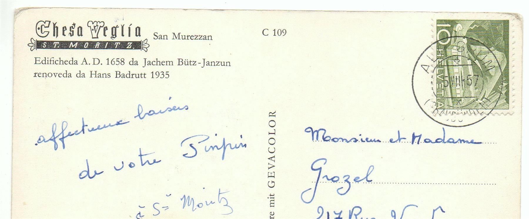 Cartoline postali: SAN MUREZZAN St. Moritz Chesa Veglia, Auto – Usato da Jona venduto da philajona 1
