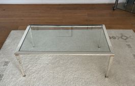 Couchtisch Glas Metall Rechteckig Silber 