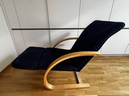 IKEA POÄNG Schwingsessel mit Beinstütze Blau