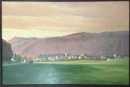 Ölgemälde Hausen auf Leinwand Original signiert mit "Sommi"