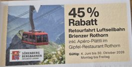 2x Gutschein Retourfahrt Luftseilbahn Brienzner Rothorn inkl