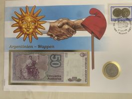 Banknotenbrief mit Münze - Argentina