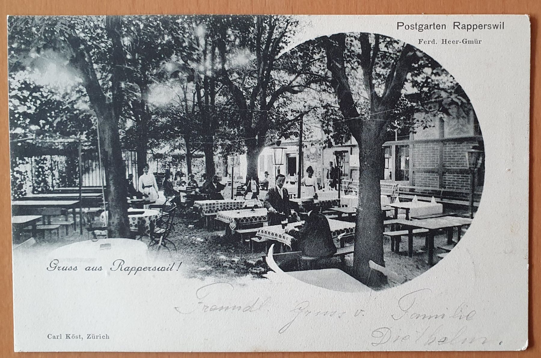 Cartoline postali: Gruss aus Rapperswil  - Postgarten 1901 – Usato da Kreuzlingen venduto da Rschweiz1