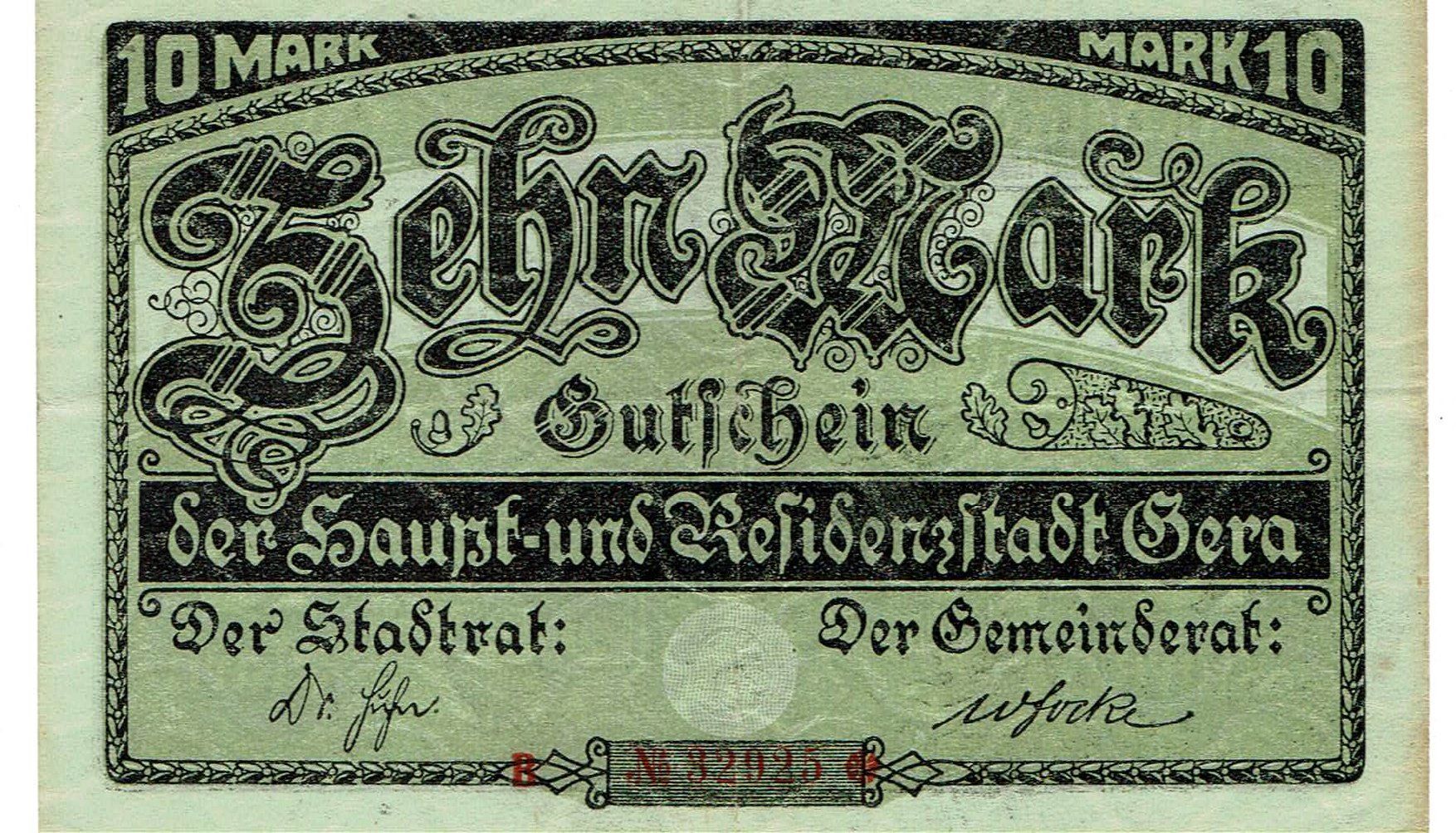 Banconote: Gera 10 Mark 01.02.1919 VZ-VZ+ – Usato da Steffisburg venduto da ber_8htf 1