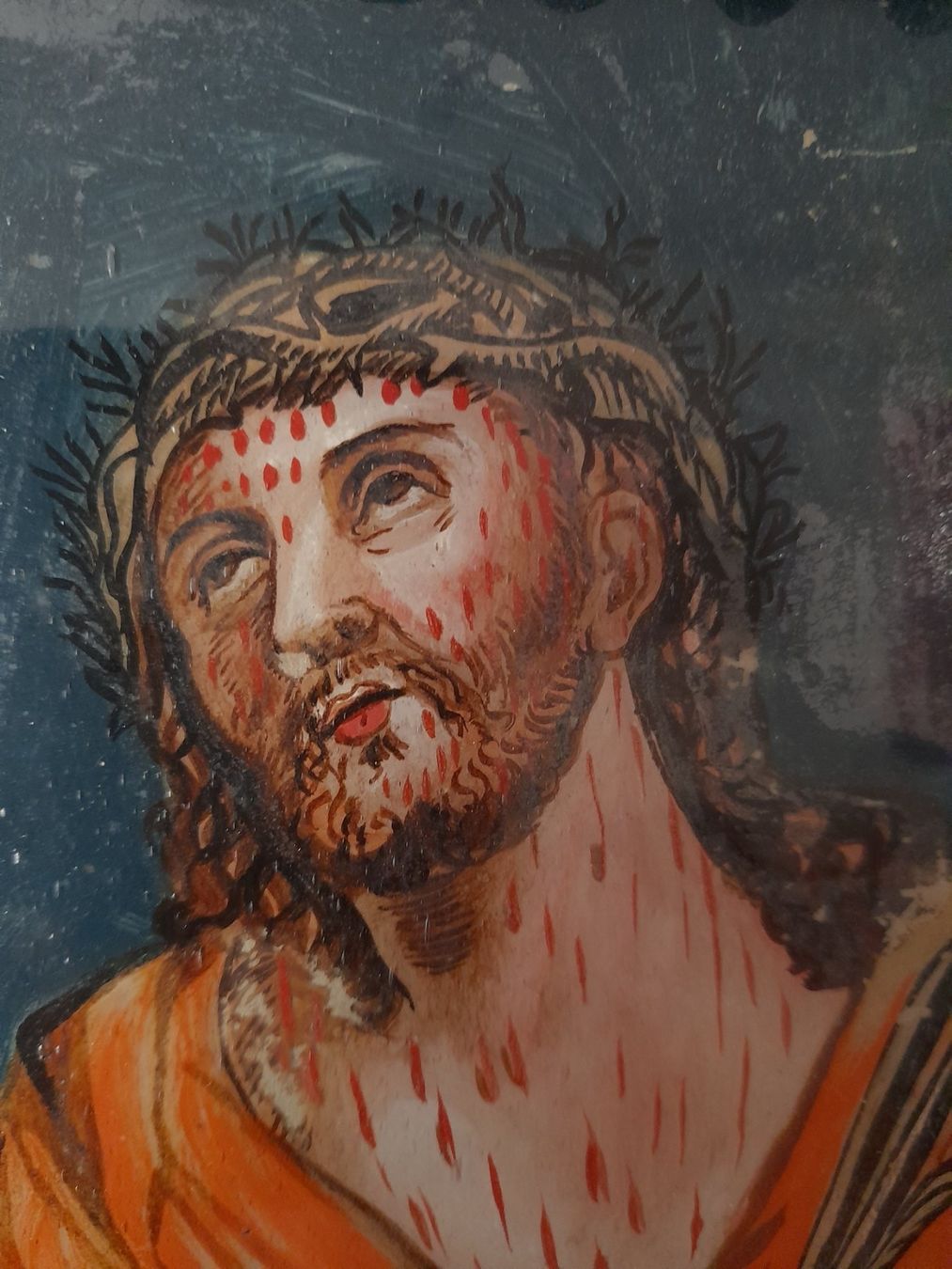Gemälde: Antike Glasmalerei Jesus mit Dornenkrone – Gebraucht aus Rüttenen von Ariam11 1
