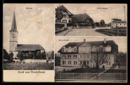 AK Hindelbank, Kirche, Ortspartie, Schulhaus