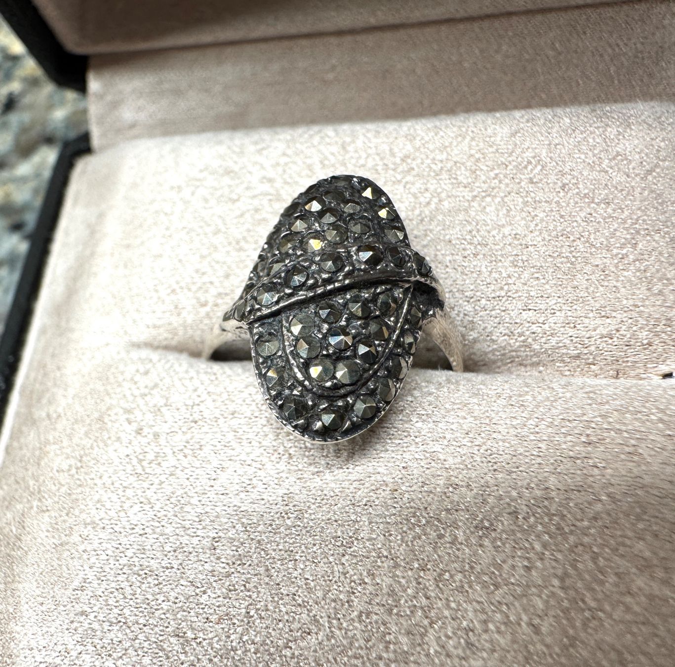Anelli: Vintage Silberring 925 mit Markasiten – Usato da Egg b. Zürich venduto da chantilly-lace 1