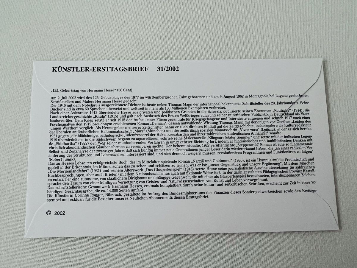 Tutti i francobolli: Hermann Hesse 125. Geburtstag Briefmarke – Nuovo (secondo la descrizione) da Rüschlikon venduto da sweet_76 1