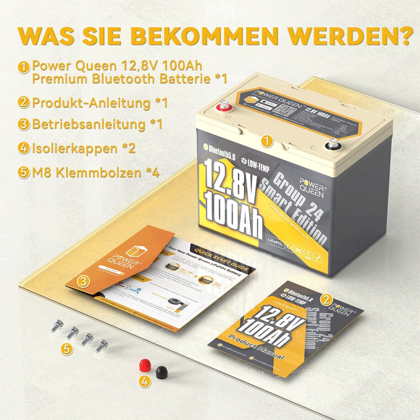 Batterie: Power Queen 12V 100Ah Batterie – Nuovo e nell'imballaggio originale da Bottighofen venduto da zaap 4