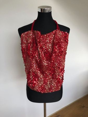 Elegantes, sexy, schillerndes Pailletten-Top - ROT