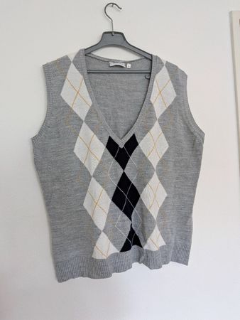 Strickweste Yessica grau mit Rautenmuster Grösse XL