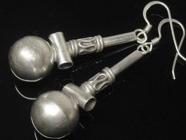 Vintage antik Ohrringe Silber 925 Kugel Tribal Muster