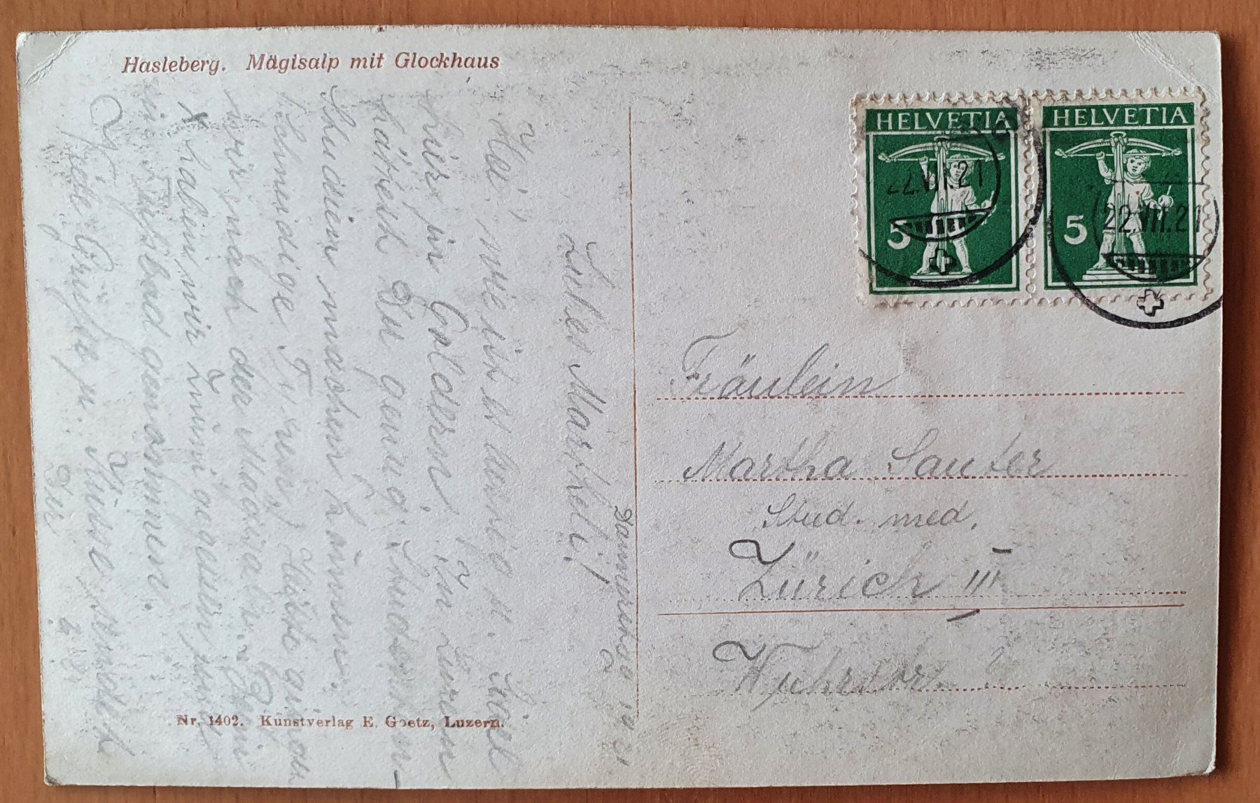 Cartoline postali: Hasleberg 1921, Mägisalp mit Glockhaus – Usato da Kreuzlingen venduto da Rschweiz1 1