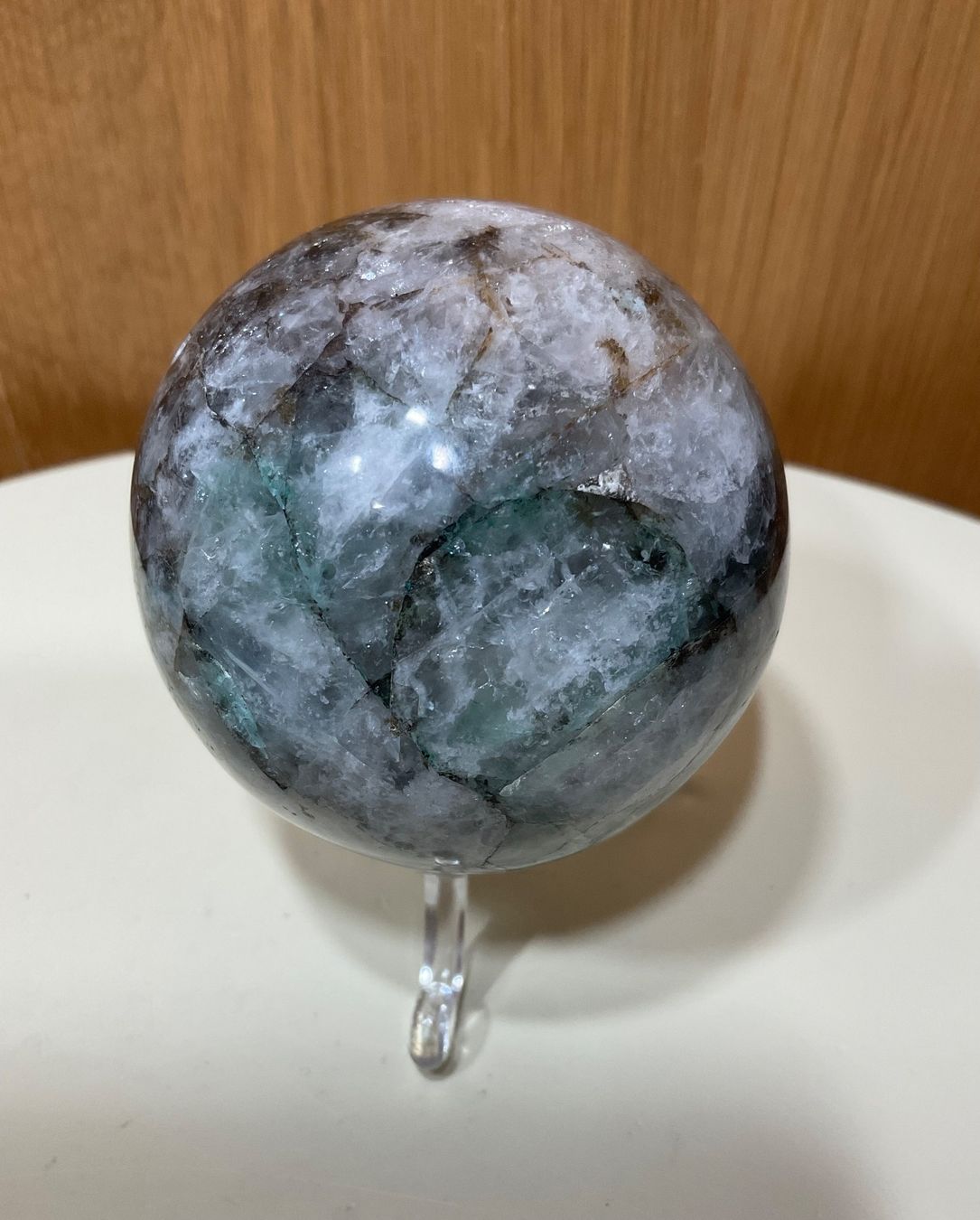 Minerali & Pietre curative: Wunderschöne Kugel Chrysokolla Quarz mit Ständer aus Peru – Nuovo (secondo la descrizione) da Gibswil venduto da BestePreis 8