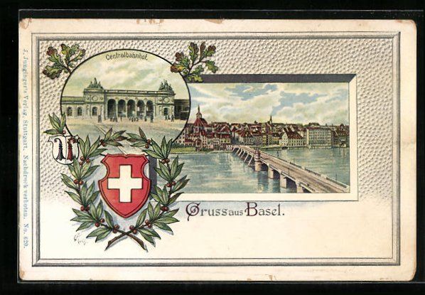 Ansichtskarten: Basel, Centralbahnhof, Panorama, Wappen – Gebraucht aus Berlin von bartko-reher