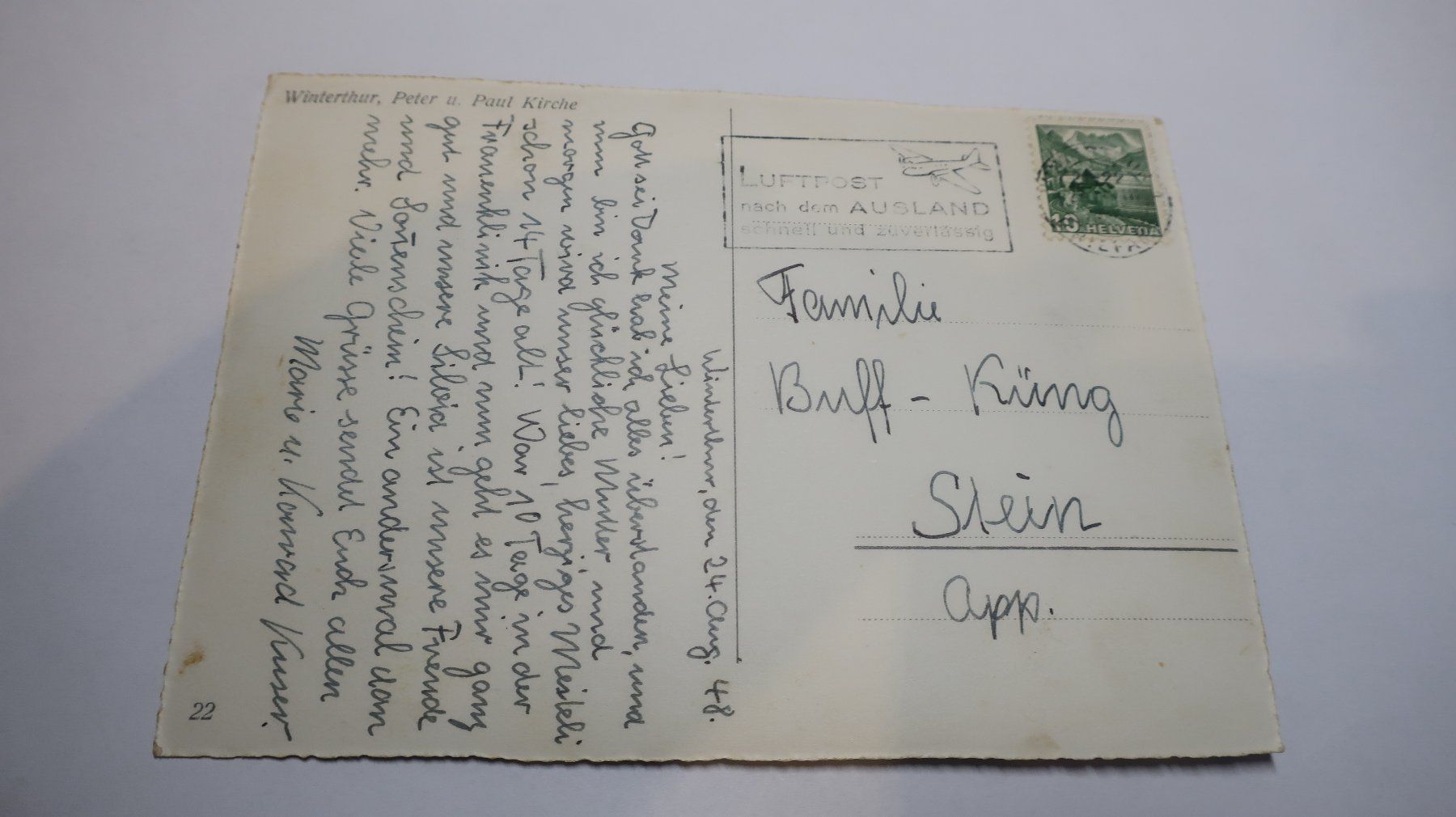 Cartoline postali: Winterthur Peter u. Paul Kirche 1948 – Usato da Cormoret venduto da Pascalll2001 3
