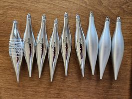 9 Silber Christbaumkugeln Weihnachtsbaumschmuck