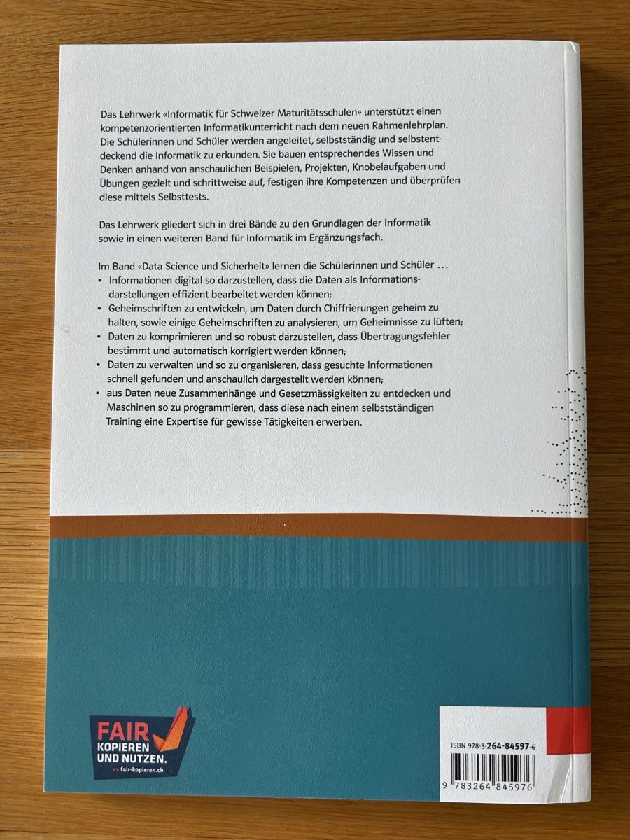 Libri: Informatik Lehrmittel, Data Science und Sicherheit – Nuovo (secondo la descrizione) da Diepoldsau venduto da Adaptor 1