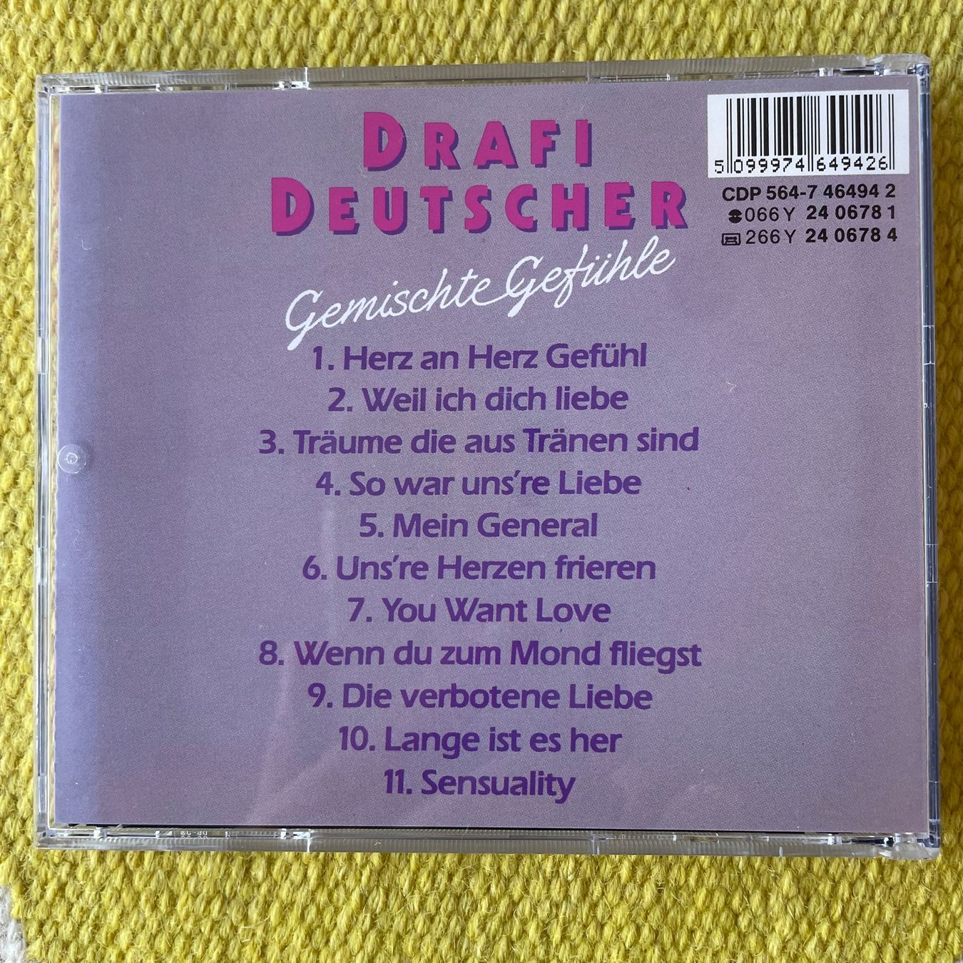 CD: DRAFI DEUTSCHER-GEMISCHTE GEEFÜHLE – Usato da Rorschacherberg venduto da CD-Roli 1