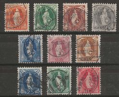 1894 : Stehende Helvetia Nr. 66D - 75D, KP 200.--