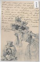 Modische Dame mit Hund - Femmes Mode Hut Chapeau