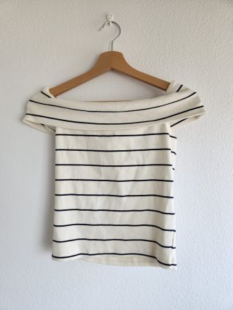 Massimo Dutti Top, schulterfrei, gestreift, Gr. S