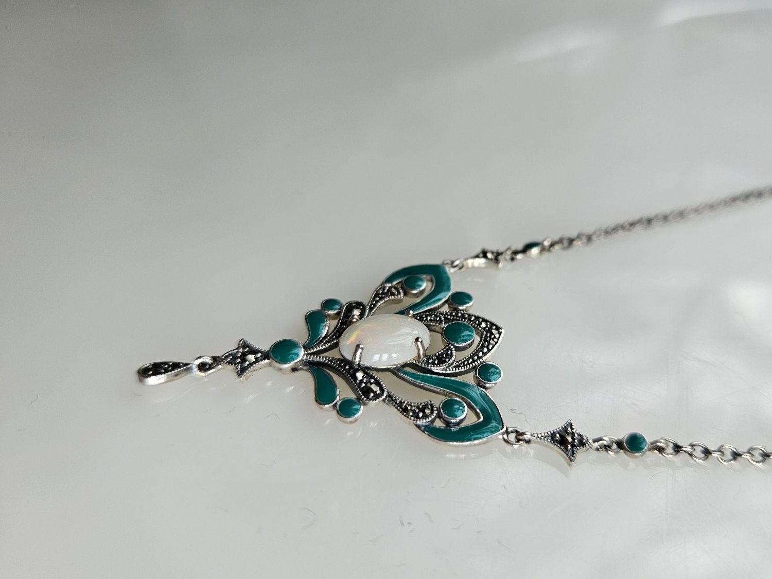 Catenine: Silber Kette mit Opal – Nuovo (secondo la descrizione) da Winterthur venduto da ste_tcx5 1