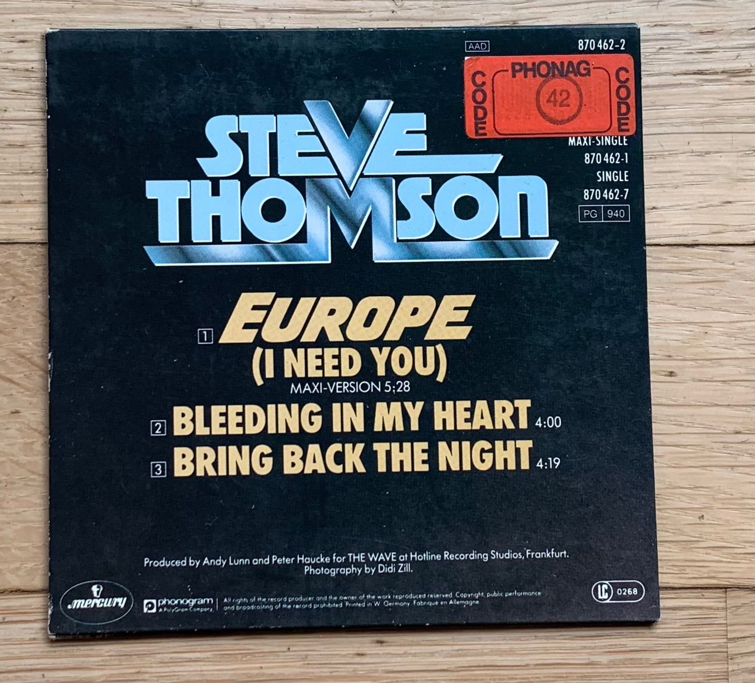 CD: Steve Thomson Europe – Usato da Zürich venduto da Fieber 1