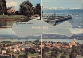 Greifensee ZH // Grüsse // Mehrbild-Ansichtskarte alt farbig