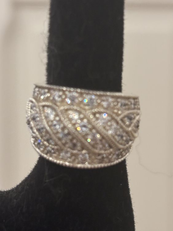 Bague Vintage En Argent Plaqué Avec Petit Rubis Naturel - Taille Ajustable 52 à 57