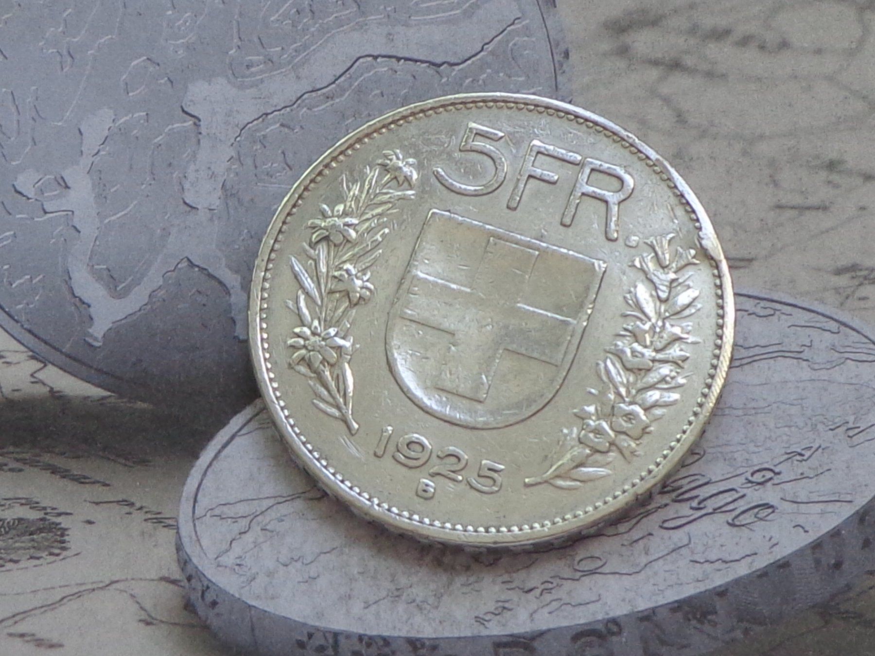 Tutti le monete: 5 Fr. 1925 B - Belle pièce – Usato da Pully venduto da UCA01