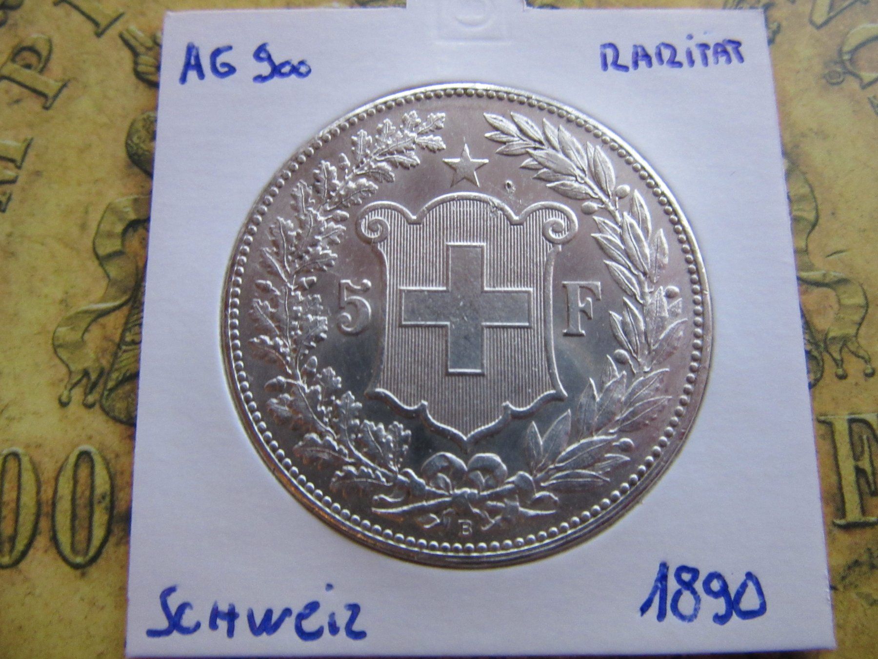 Alle Münzen: 5 FRANKEN 1890 SCHWEIZ AG 900 SILVER TOPPPPPP – Gebraucht aus châtelaine von VrenliNumis86 7