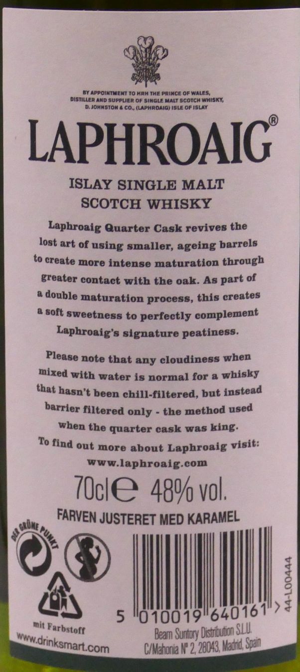 Laphroaig Bevande alcoliche: Laphroaig Quarter Cask – Nuovo e nell'imballaggio originale da Hochdorf venduto da Sukram58 3