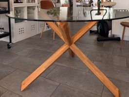 Table à manger avec plateau en verre pour 6personnes