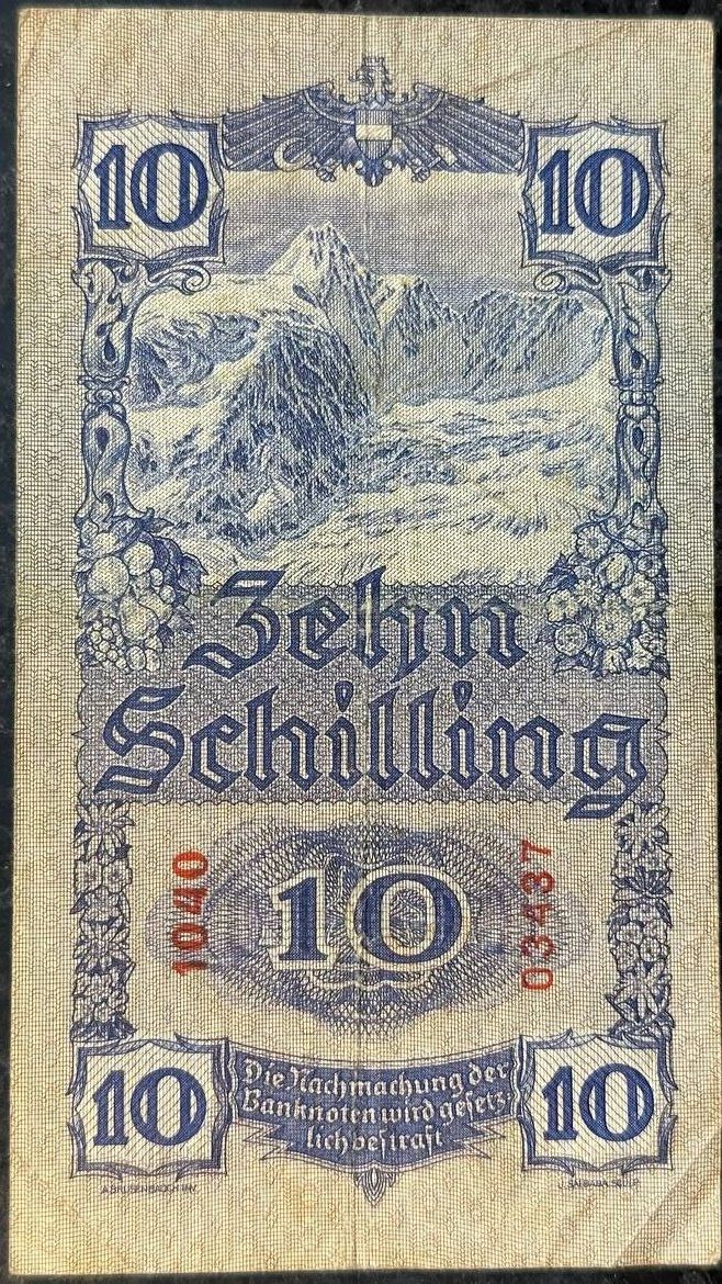 Banconote: 10 Schilling Banknote von 1933 – Usato da Beringen venduto da Mantafisch1 1