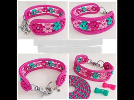 Hunde-Halsband / Hundehalsband Blumen Flower (NEU)