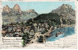 BRUNNEN SZ sehr schöne Steimann-Litho gel. 1900!