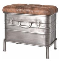Vintage Möbelbank, Sitz, Hocker aus Metall und Kunstleder