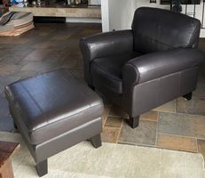 Leder Sessel mit Fusshocker IKEA