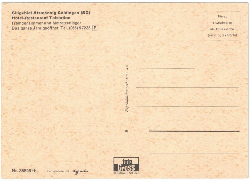 Cartoline postali: Goldingen - Skilift Atzmännig – Usato da Binningen venduto da Mountainrider 1