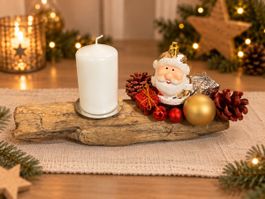 Weihnachtsdeko Kerzenhalter Holz mit Figur neuwertig