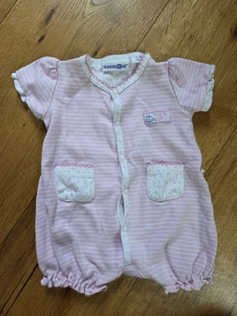 Strampler, Gr. 56, rosa gestreift, Newborn, Pyjamas