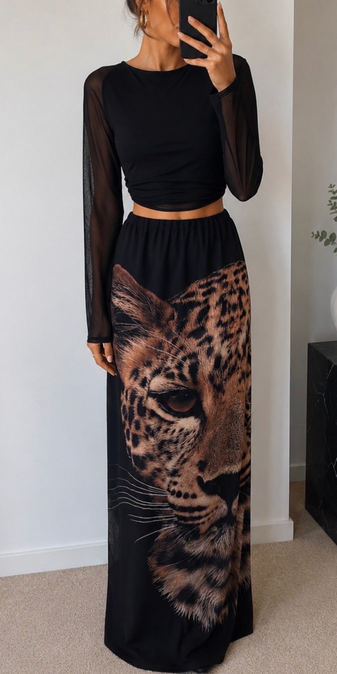 Lots de vêtements: Black Leopard Print Maxi Co-ord set – Neuf avec emballage d'origine à Zürich par di_archive