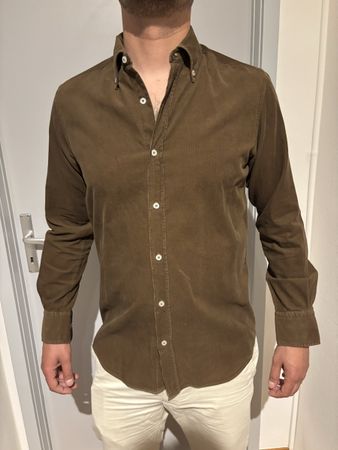 Chemise Massimo Dutti, en velours côtelé marron ,  S