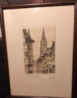 Original Radierung, von U od V. Mag . 《Kesslergasse -Bern》