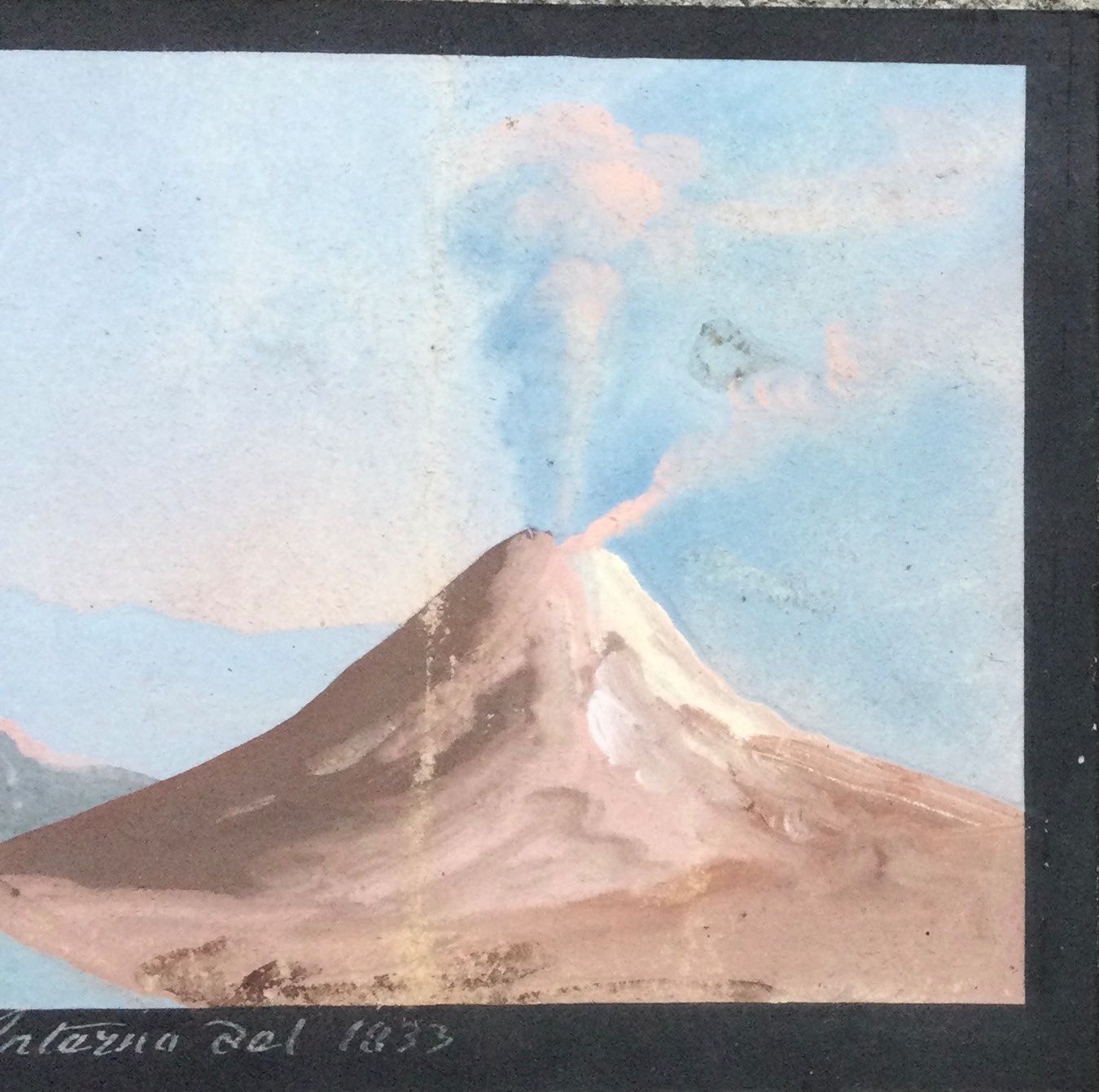 Gemälde: Antike Napoli Vulkan Gouache Gemälde – Gebraucht aus Root von  3