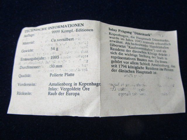 Medaillen: Geld Europa - Dänemark - 50 mm versilb. – Neu und originalverpackt aus Luzern von Horoskop1 3